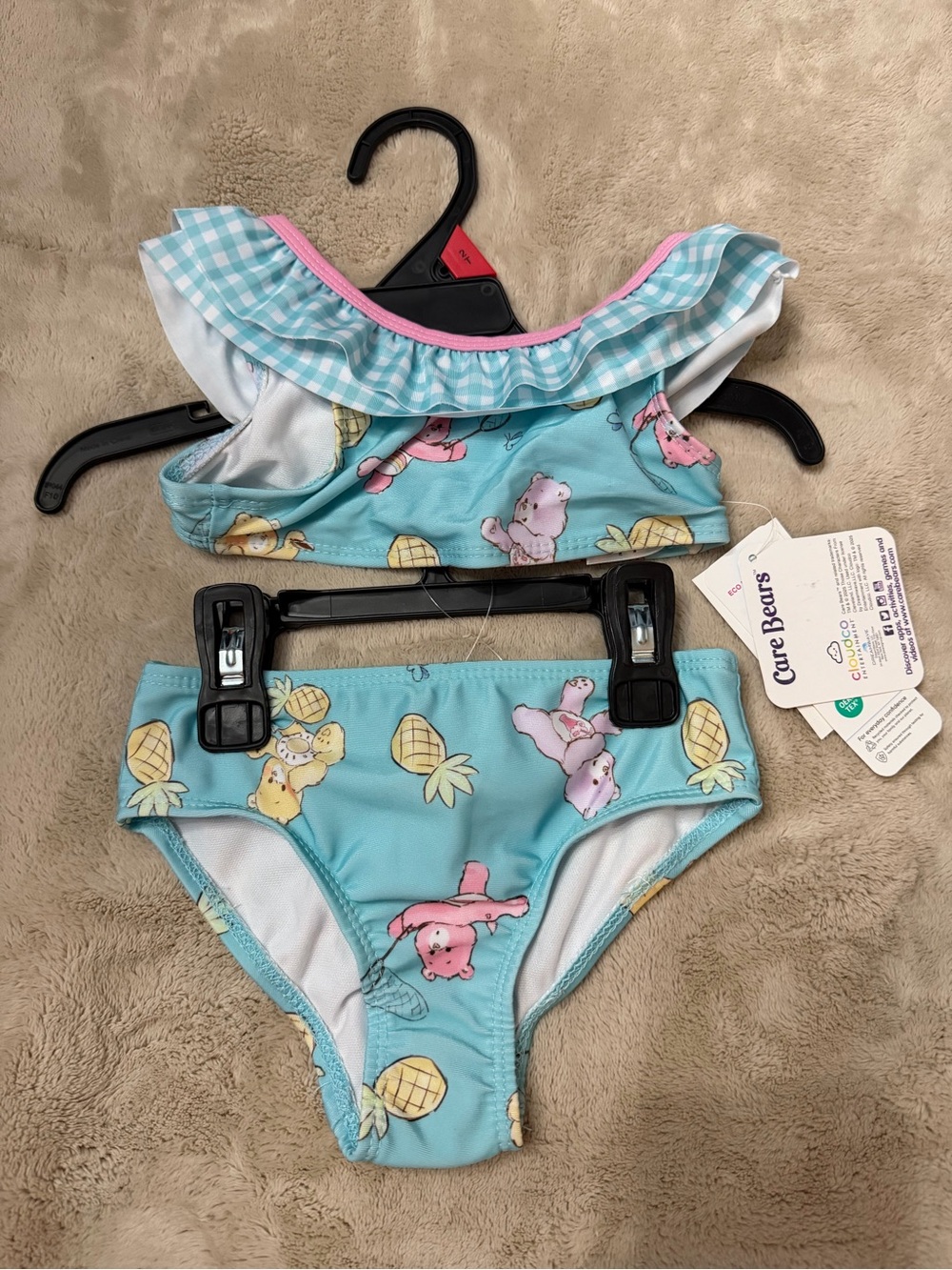 Care Bears Aqua Blue Pineapple Print Ruffle Two-Piece Swimsuit